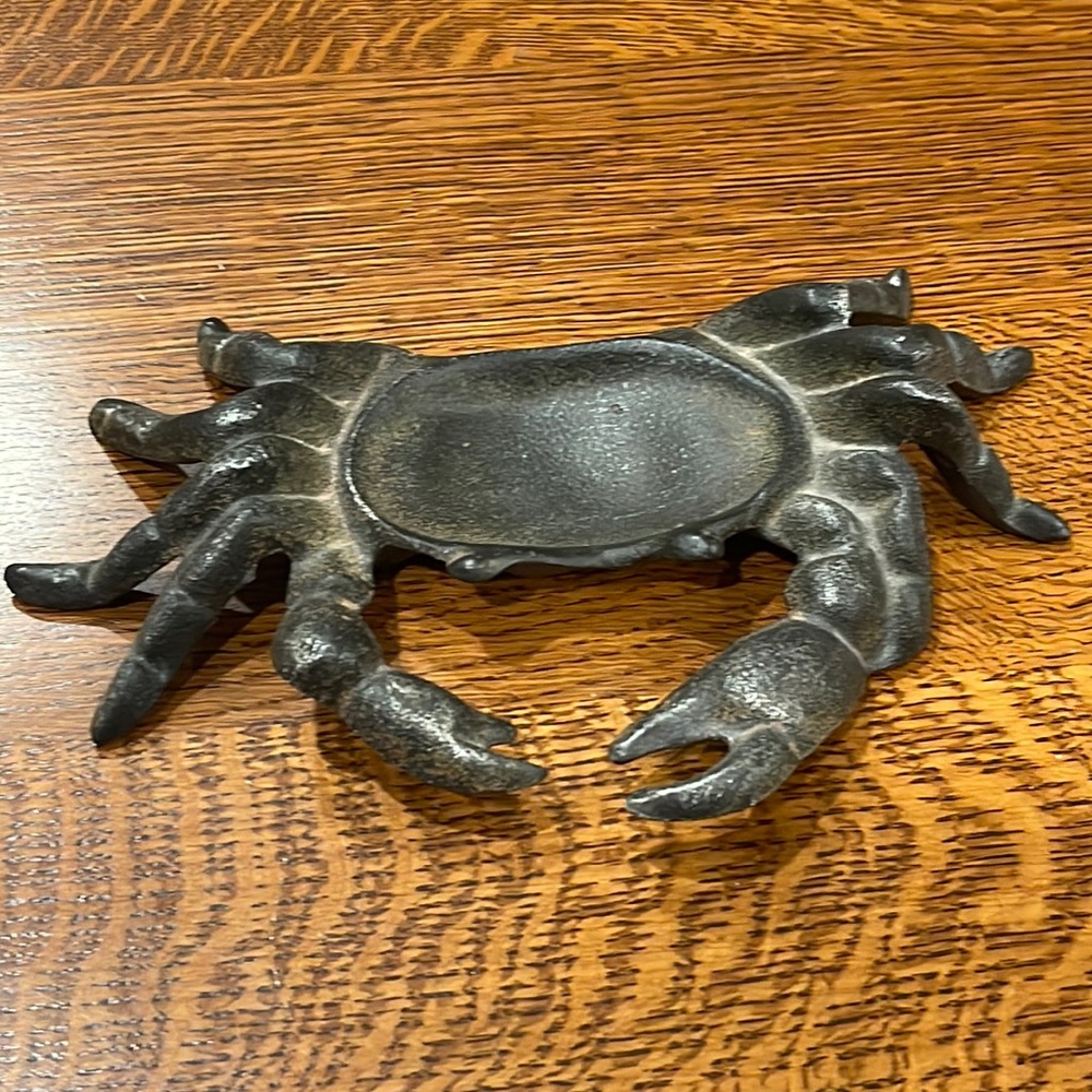 Heavy cast iron crab jewelry holder.